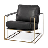 Watson Black Leather Wrap Gold Metal Frame Accent Chair by Mercana at Eve Furniture