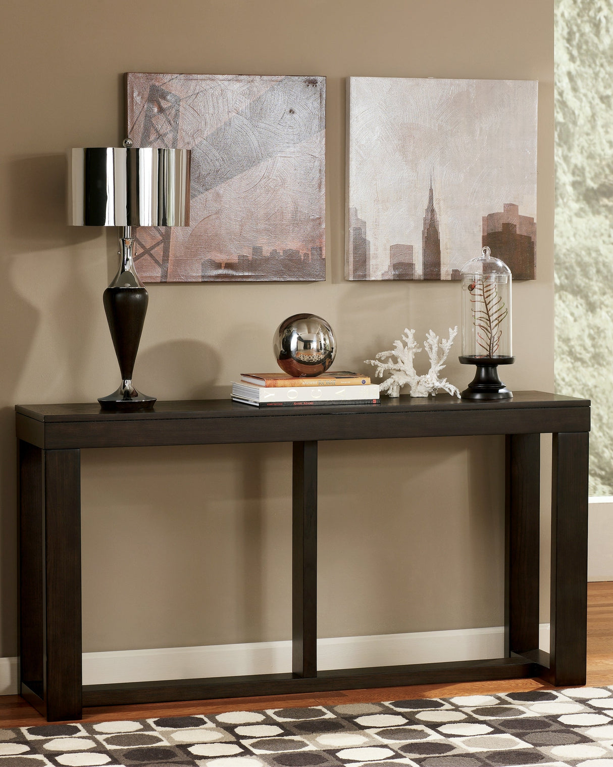 Watson Dark Brown Sofa/Console Table by Ashley at Eve Furniture