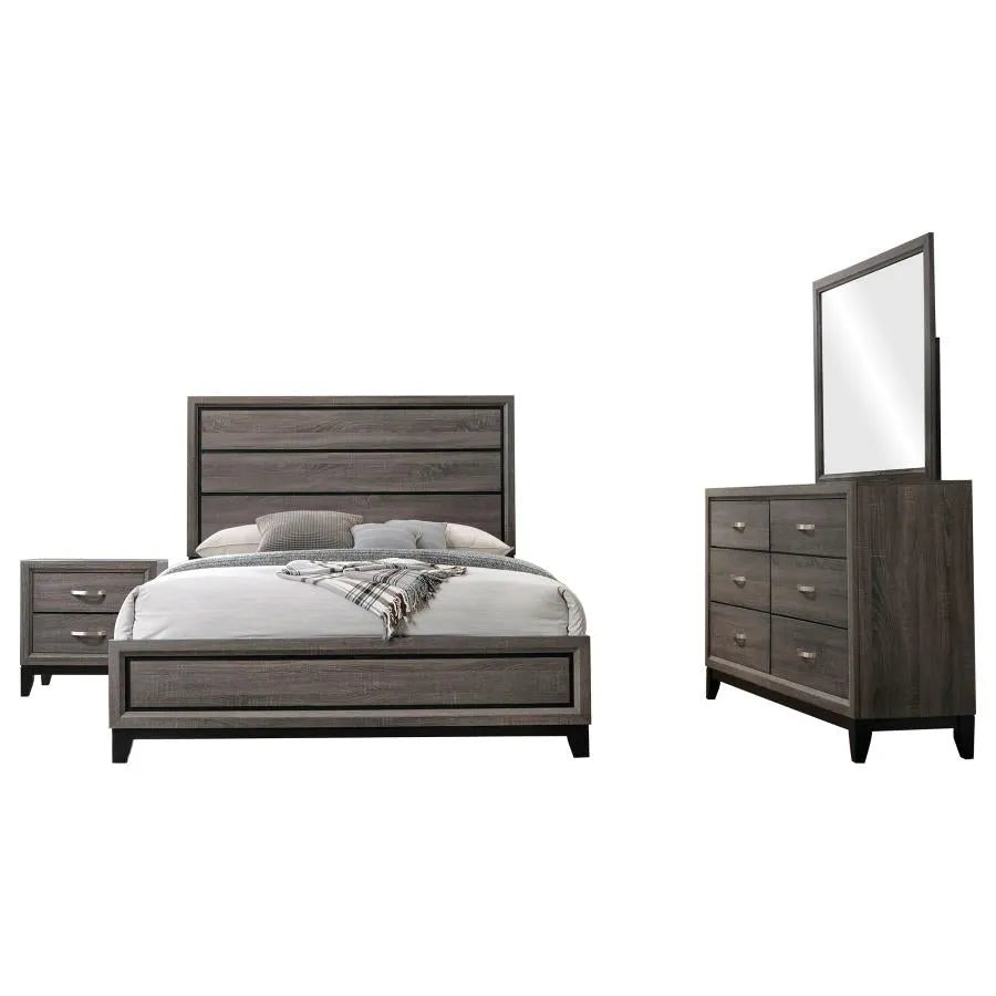 Watson Gray Oak/Black 4-Piece Queen Bedroom Set by Coaster at Eve Furniture
