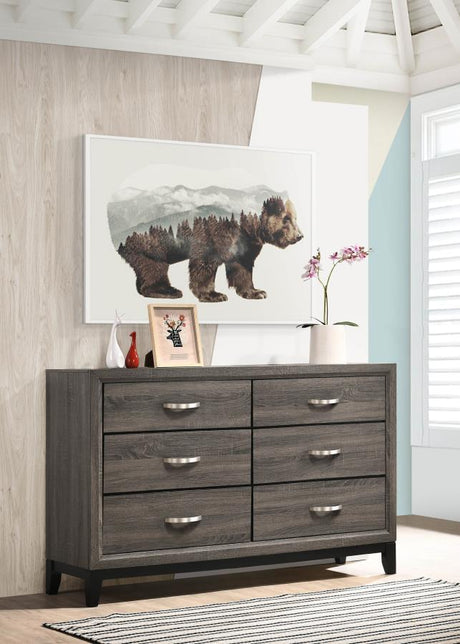 Watson Gray Oak/Black 6-Drawer Dresser by Coaster at Eve Furniture