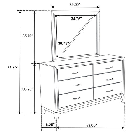 Watson Light Taupe 6-drawer Bedroom Dresser and Mirror by Coaster at Eve Furniture