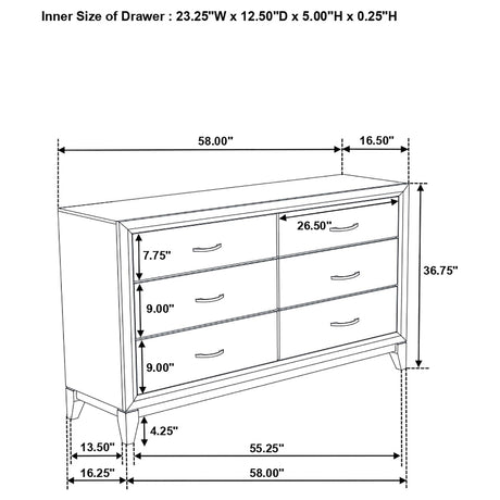 Watson Light Taupe 6-drawer Bedroom Dresser Cabinet by Coaster at Eve Furniture