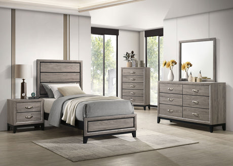 Valen Light Taupe Wood Twin Panel Bed by Coaster at Eve Furniture