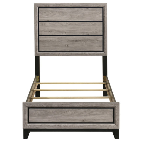 Valen Light Taupe Wood Twin Panel Bed by Coaster at Eve Furniture