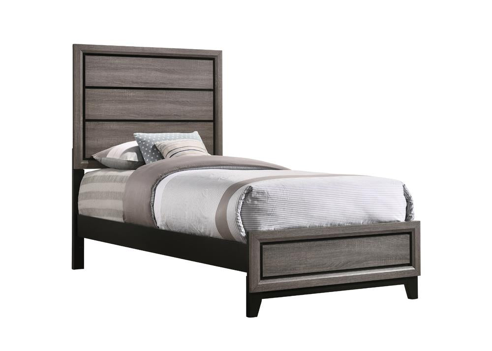 Watson Twin Panel Bed Gray Oak