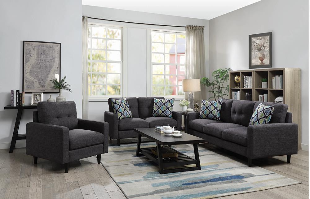 Watsonville 3-Piece Cushion Back Living Room Set Gray