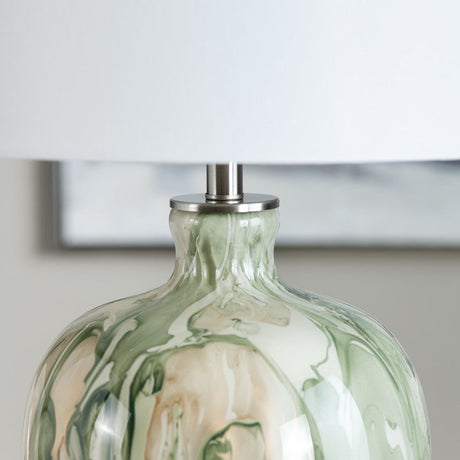Waverly Green/Cream Table Lamp by Crestview at Eve Furniture