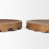 Waverly Round Light Brown Wood Scalloped Edged Trays by Mercana at Eve Furniture