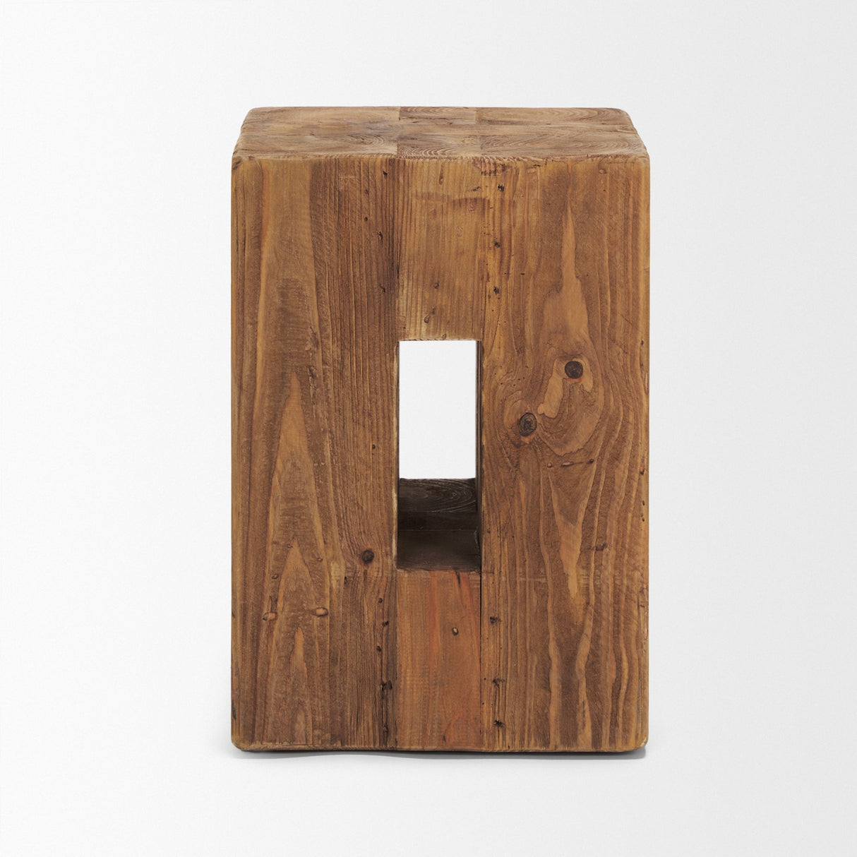 Waylen Natural Wood Block Accent Stool by Mercana at Eve Furniture