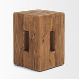 Waylen Natural Wood Block Accent Stool by Mercana at Eve Furniture