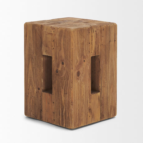 Waylen Natural Wood Block Accent Stool by Mercana at Eve Furniture