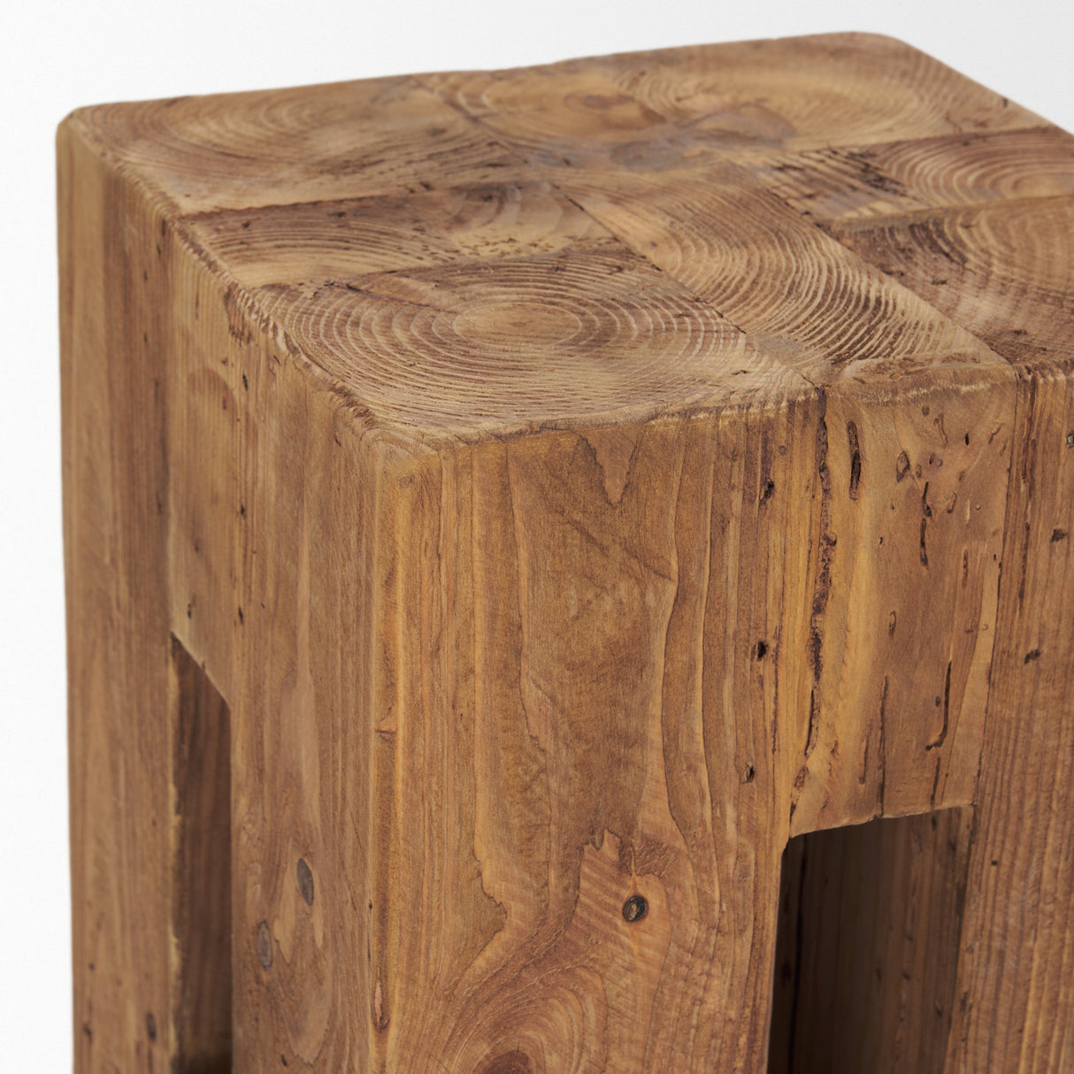 Waylen Natural Wood Block Accent Stool by Mercana at Eve Furniture