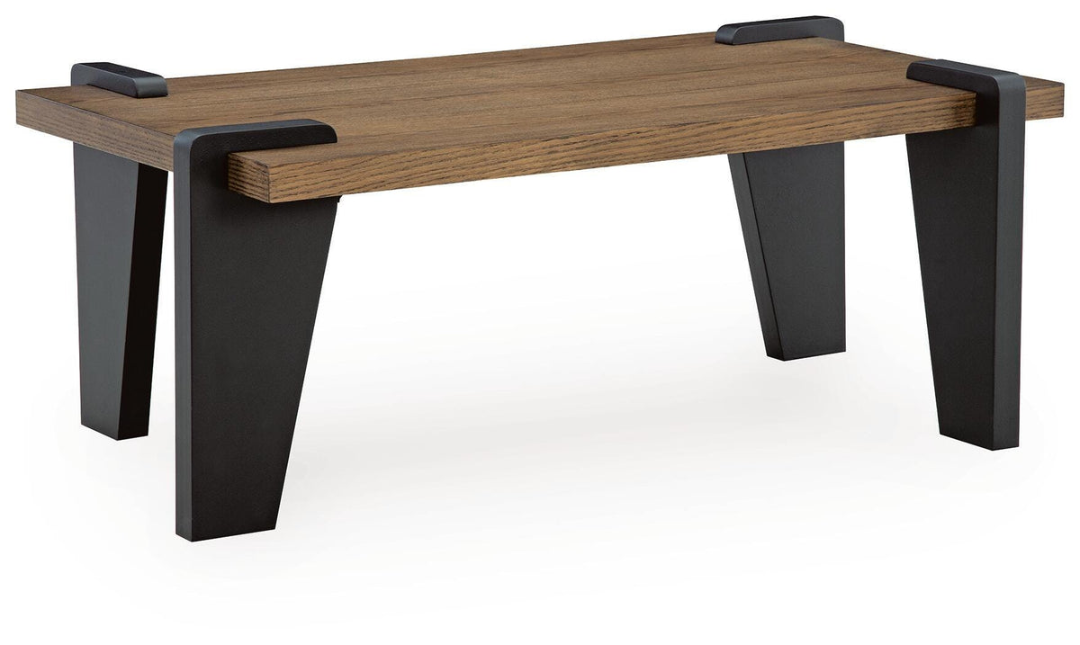 Weathermore Brown/Black Rectangular Cocktail Table by Ashley at Eve Furniture