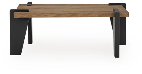 Weathermore Brown/Black Rectangular Cocktail Table by Ashley at Eve Furniture
