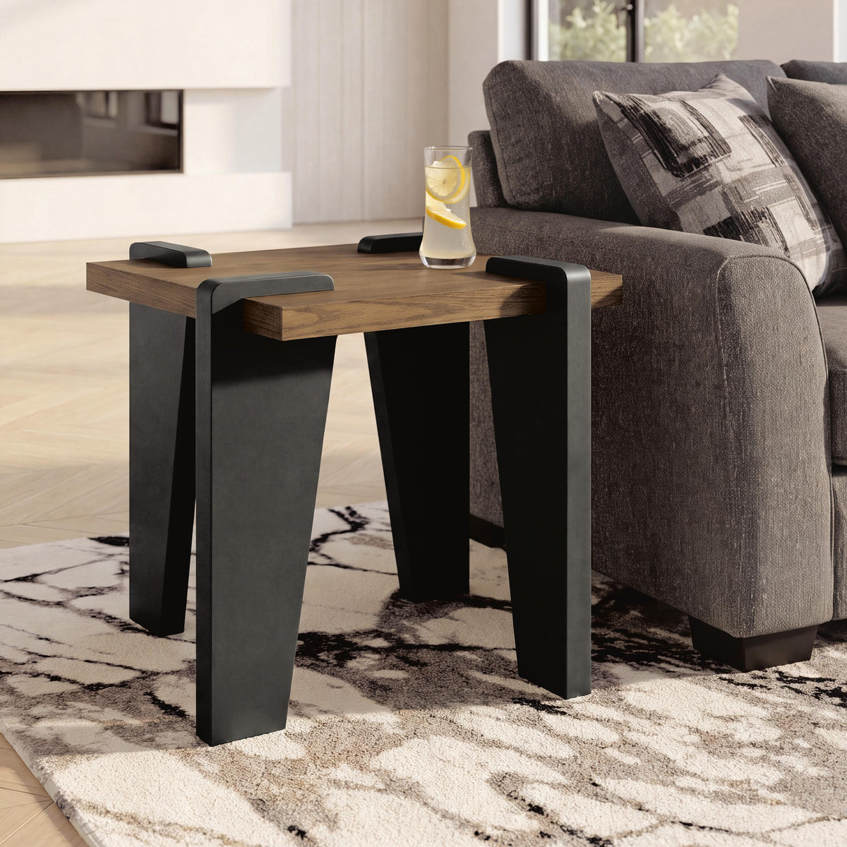 Weathermore Brown/Black Square End Table by Ashley at Eve Furniture