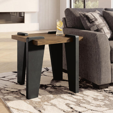 Weathermore Brown/Black Square End Table by Ashley at Eve Furniture