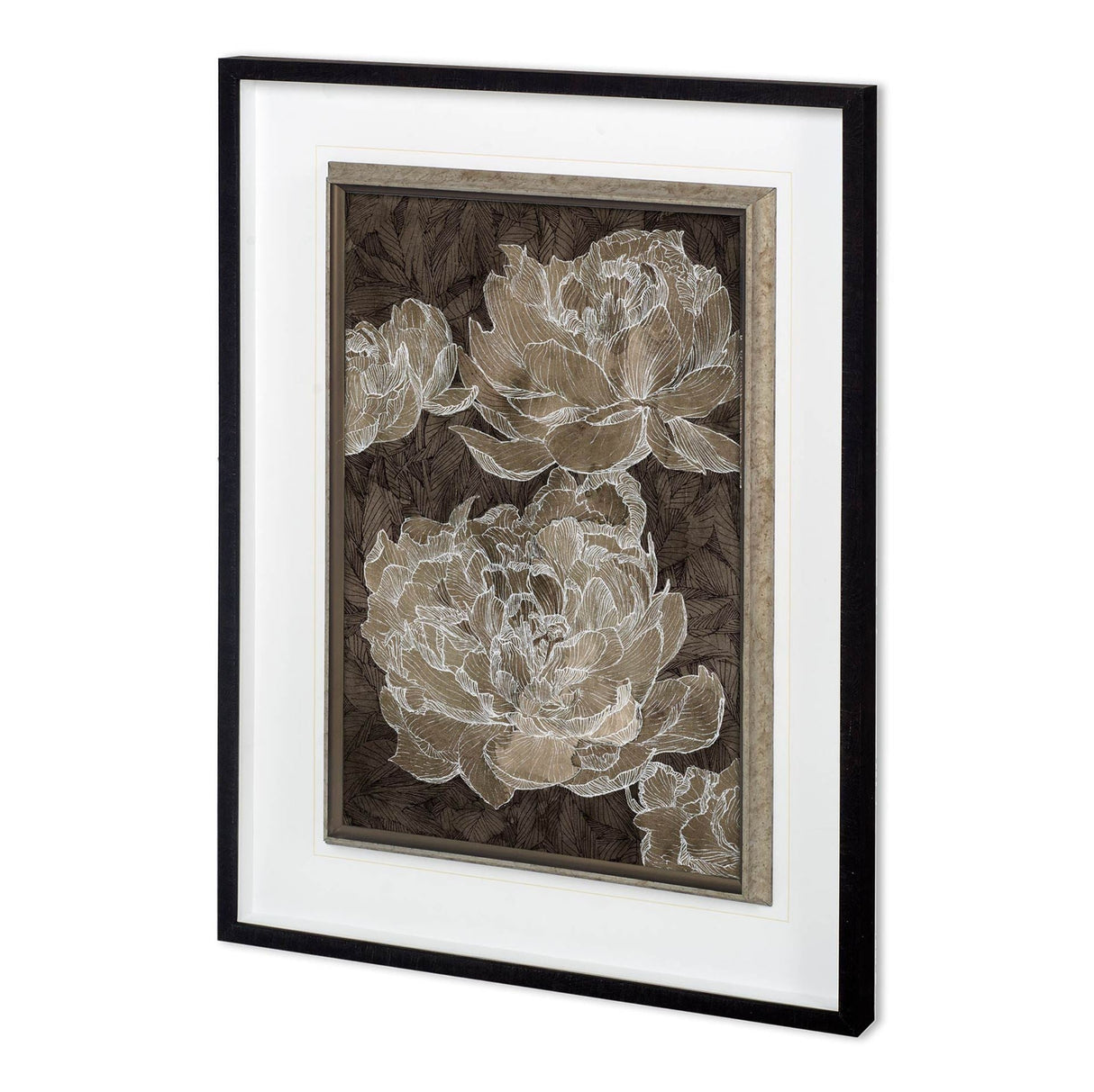 Weaved Peony II by Mercana Studio a Hand Embellished Textured Framed Art Print Matted under Glass by Mercana at Eve Furniture