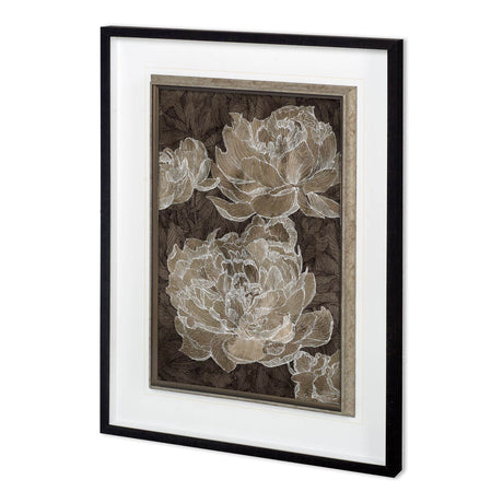 Weaved Peony II by Mercana Studio a Hand Embellished Textured Framed Art Print Matted under Glass by Mercana at Eve Furniture