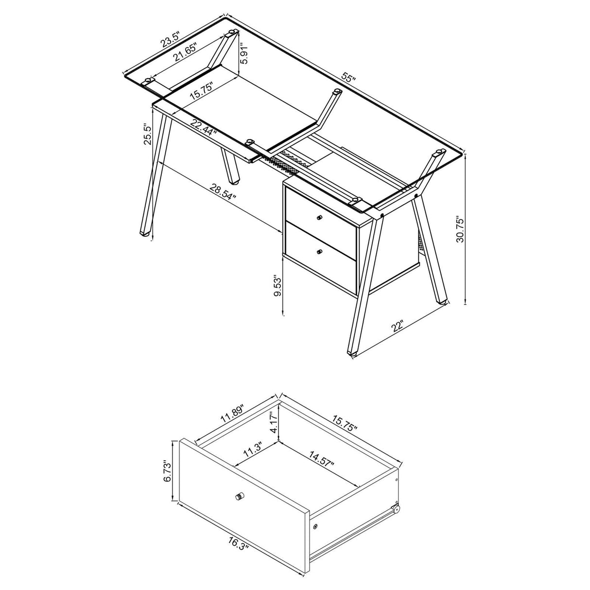 Weaving Black 2-Drawer Computer Desk