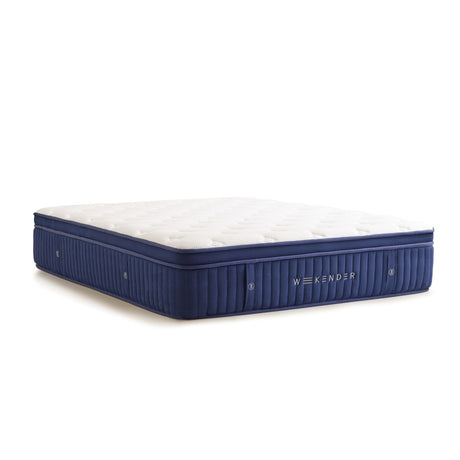 Weekender Blue/White Full 13" Euro Top Hybrid Mattress by Malouf at Eve Furniture