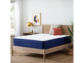 Weekender Blue/White King 13" Euro Top Hybrid Mattress by Malouf at Eve Furniture