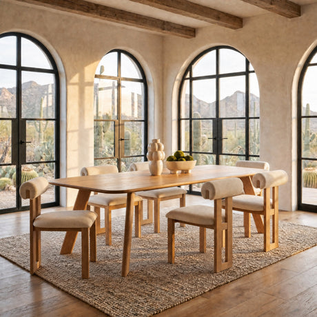 Welborn Light Brown Wood Rectangular Dining Table by Mercana at Eve Furniture