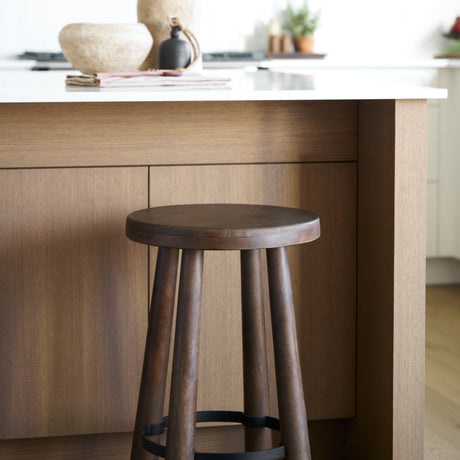 Weldon Dark Brown Wood w/ Matte Black Metal Counter Stool by Mercana at Eve Furniture