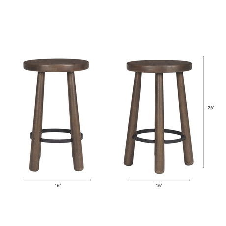 Weldon Dark Brown Wood w/ Matte Black Metal Counter Stool by Mercana at Eve Furniture