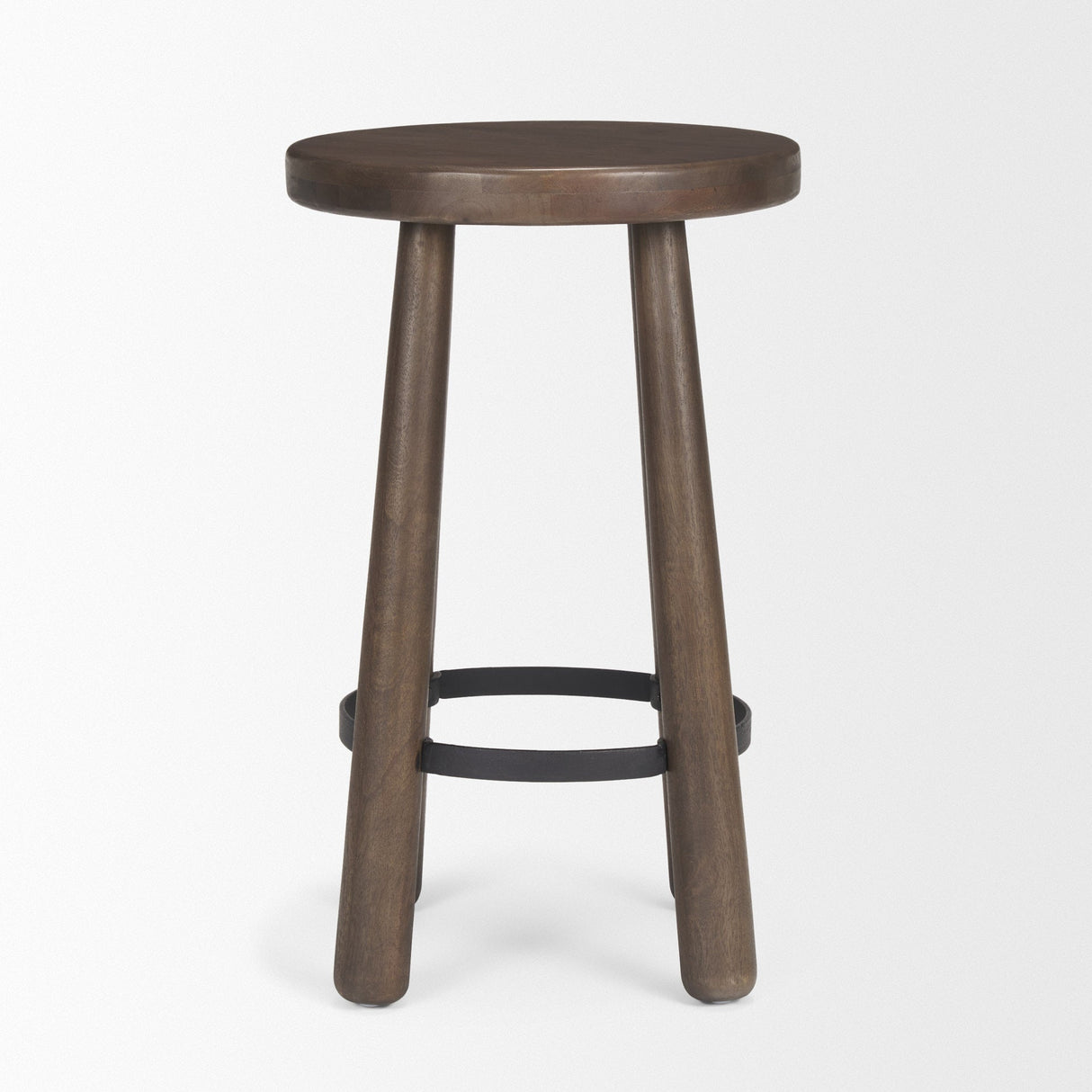 Weldon Dark Brown Wood w/ Matte Black Metal Counter Stool by Mercana at Eve Furniture