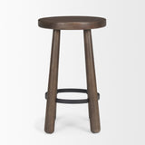 Weldon Dark Brown Wood w/ Matte Black Metal Counter Stool by Mercana at Eve Furniture