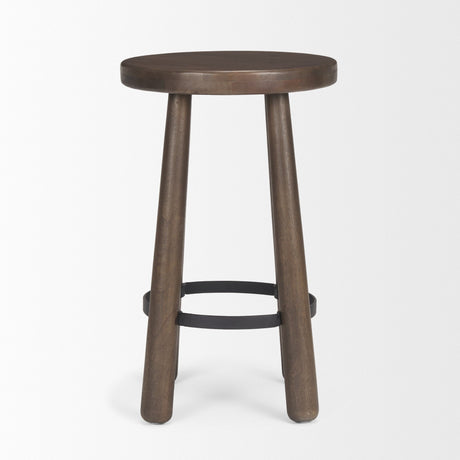 Weldon Dark Brown Wood w/ Matte Black Metal Counter Stool by Mercana at Eve Furniture