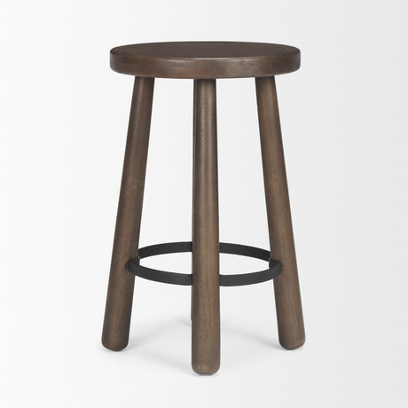 Weldon Dark Brown Wood w/ Matte Black Metal Counter Stool by Mercana at Eve Furniture
