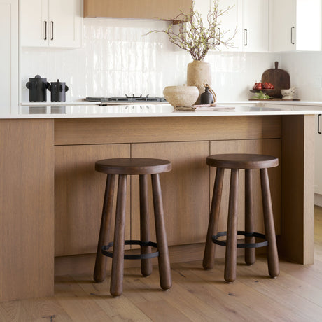 Weldon Dark Brown Wood w/ Matte Black Metal Counter Stool by Mercana at Eve Furniture