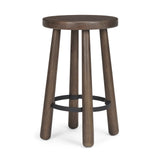 Weldon Dark Brown Wood w/ Matte Black Metal Counter Stool by Mercana at Eve Furniture