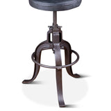 Wellington 13" Adjustable Stool in Black Top Grain Leather by Home Trends & Design at Eve Furniture