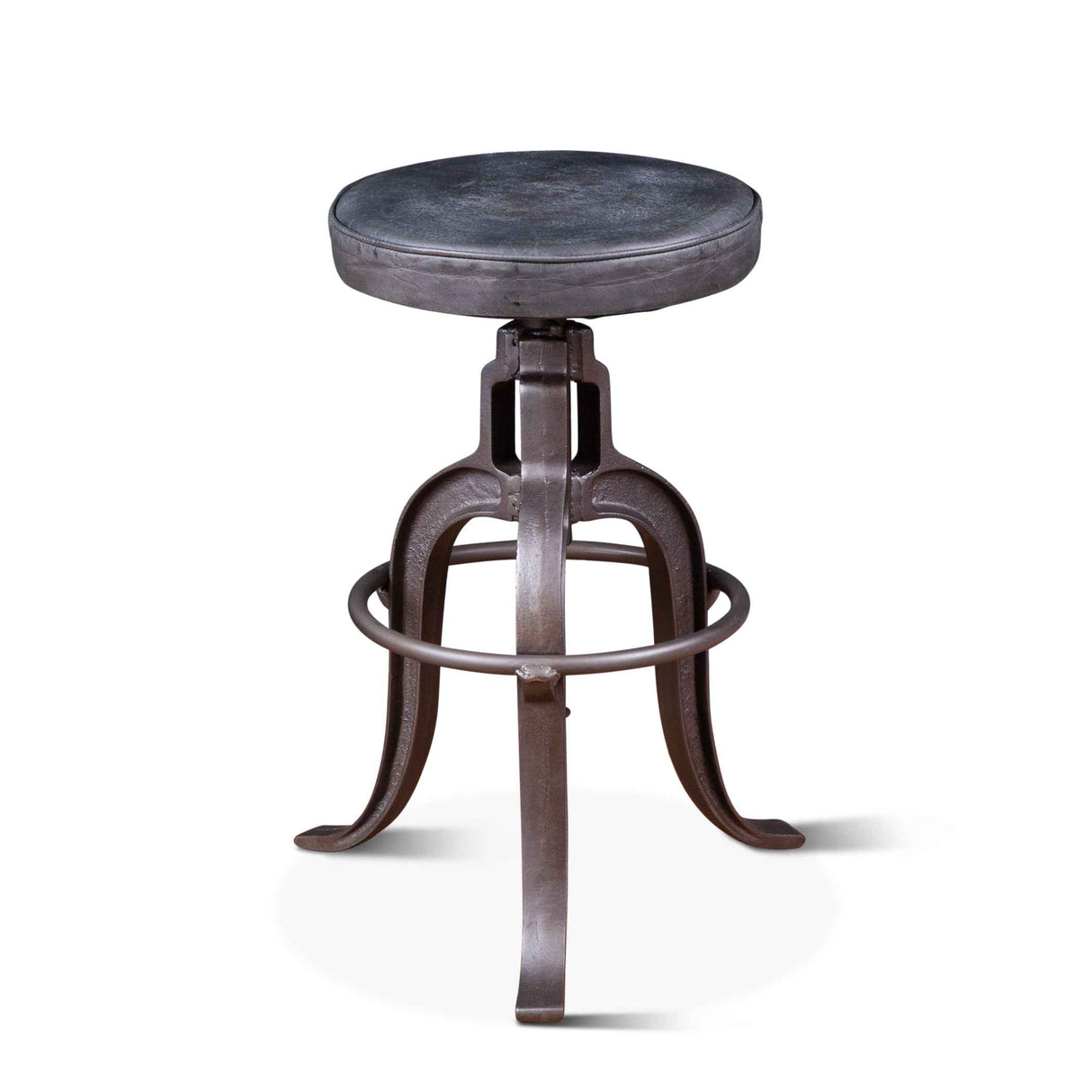 Wellington 13" Adjustable Stool in Black Top Grain Leather by Home Trends & Design at Eve Furniture