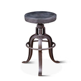 Wellington 13" Adjustable Stool in Black Top Grain Leather by Home Trends & Design at Eve Furniture