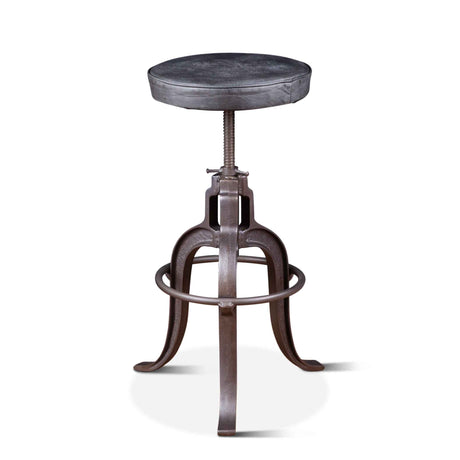 Wellington 13" Adjustable Stool in Black Top Grain Leather by Home Trends & Design at Eve Furniture