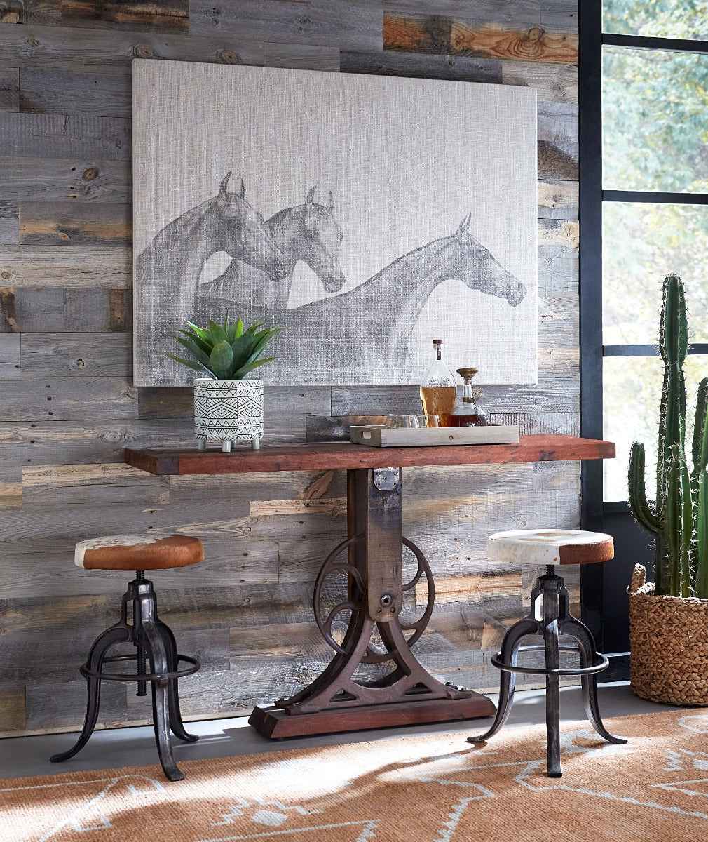 Wellington 13" Adjustable Stool in Brown Hair on Hide by Home Trends & Design at Eve Furniture
