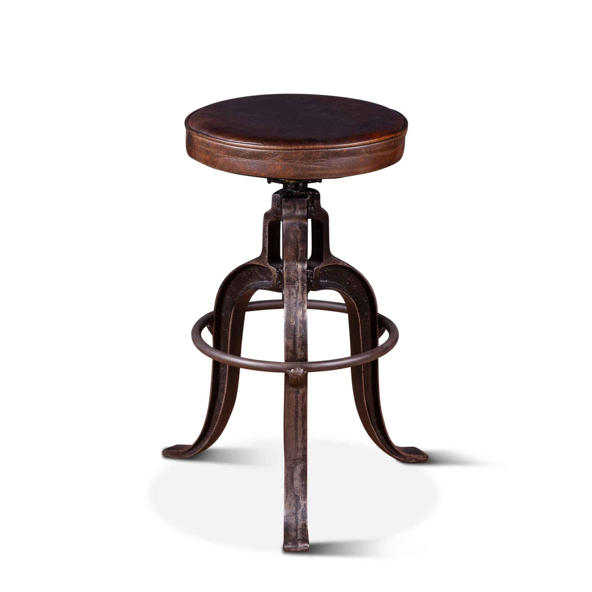 Wellington 13" Adjustable Stool in Brown Top Grain Leather by Home Trends & Design at Eve Furniture