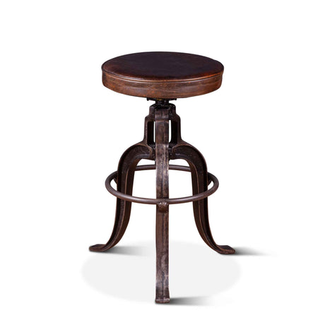 Wellington 13" Adjustable Stool in Brown Top Grain Leather by Home Trends & Design at Eve Furniture