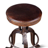 Wellington 13" Adjustable Stool in Brown Top Grain Leather by Home Trends & Design at Eve Furniture