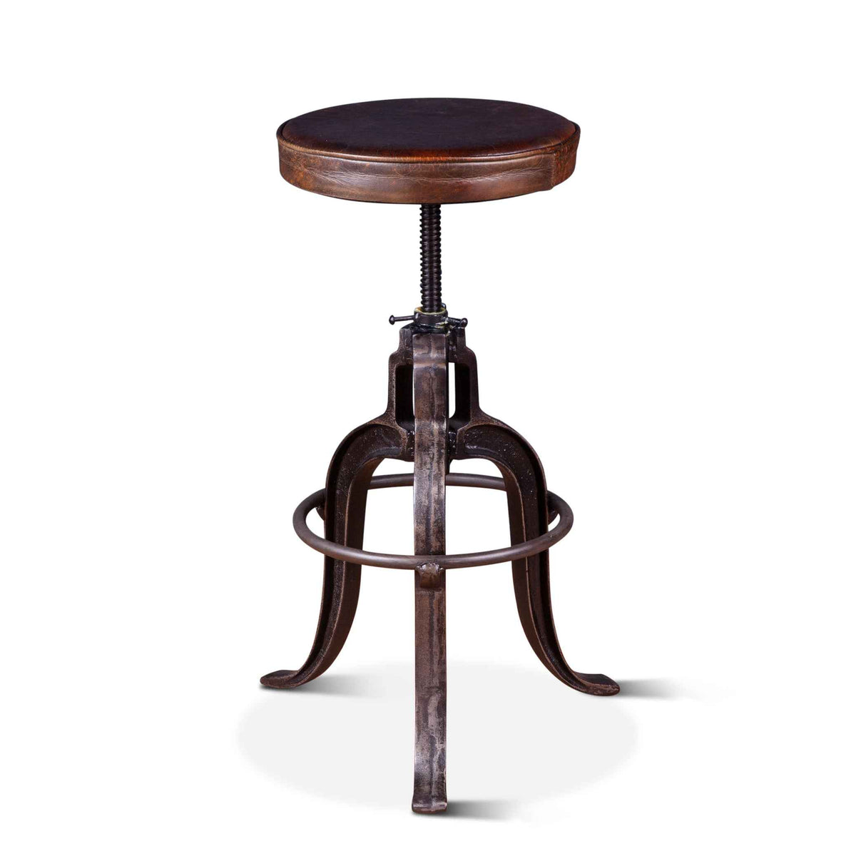 Wellington 13" Adjustable Stool in Brown Top Grain Leather by Home Trends & Design at Eve Furniture