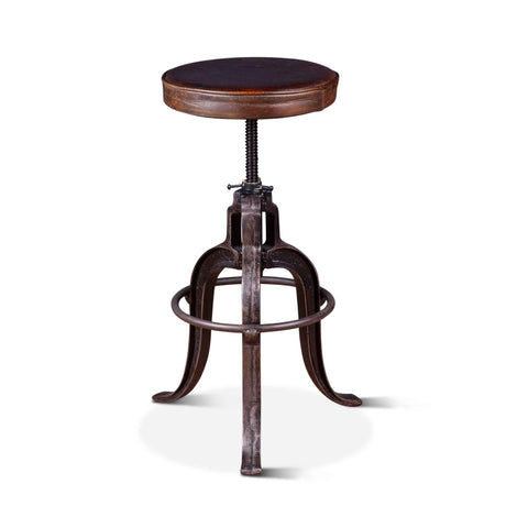 Wellington 13" Adjustable Stool in Brown Top Grain Leather by Home Trends & Design at Eve Furniture