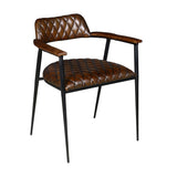 Wellington 23" Dining Armchair in Chocolate Leather and Black Iron by Home Trends & Design at Eve Furniture