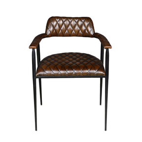 Wellington 23" Dining Armchair in Chocolate Leather and Black Iron by Home Trends & Design at Eve Furniture
