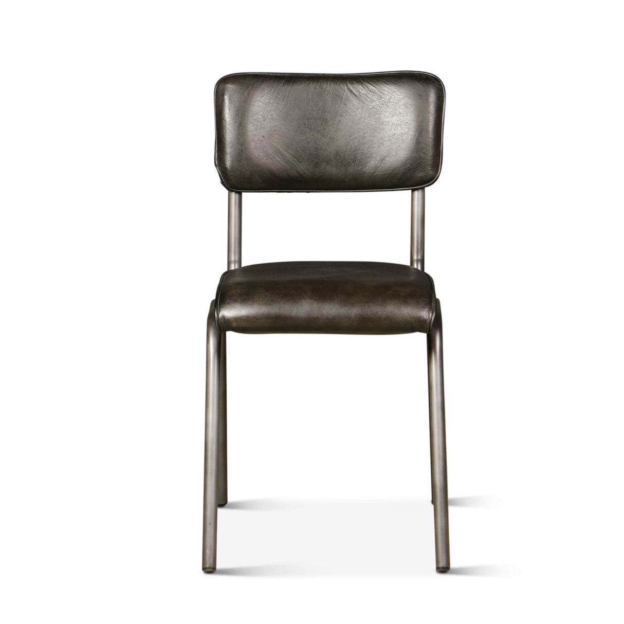 Wellington Bill 17" Dining Chair in Ebony Leather and Iron, Set of 2 by Home Trends & Design at Eve Furniture