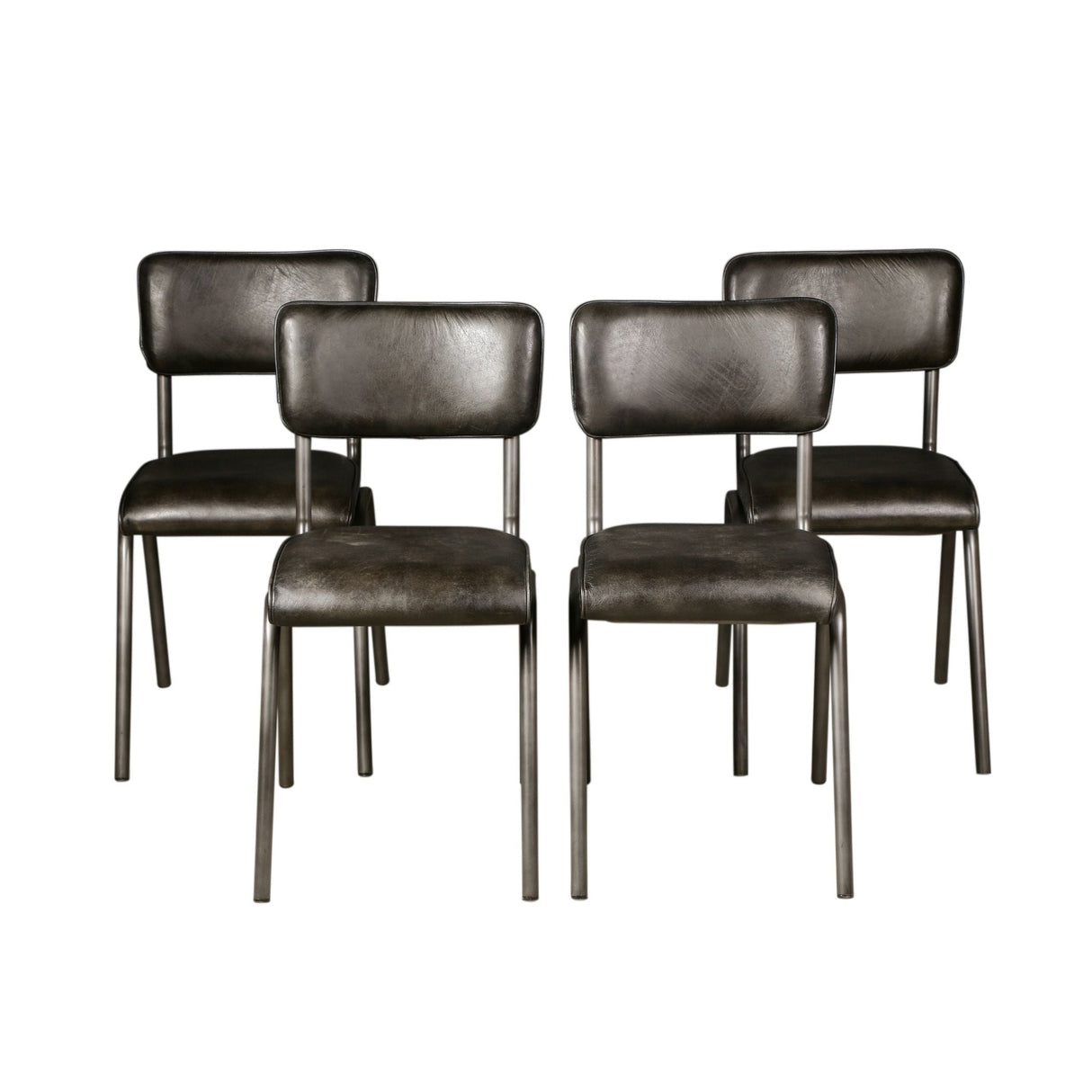 Wellington Bill 17" Dining Chair in Ebony Leather and Iron, Set of 2 by Home Trends & Design at Eve Furniture