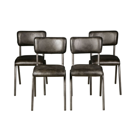 Wellington Bill 17" Dining Chair in Ebony Leather and Iron, Set of 2 by Home Trends & Design at Eve Furniture