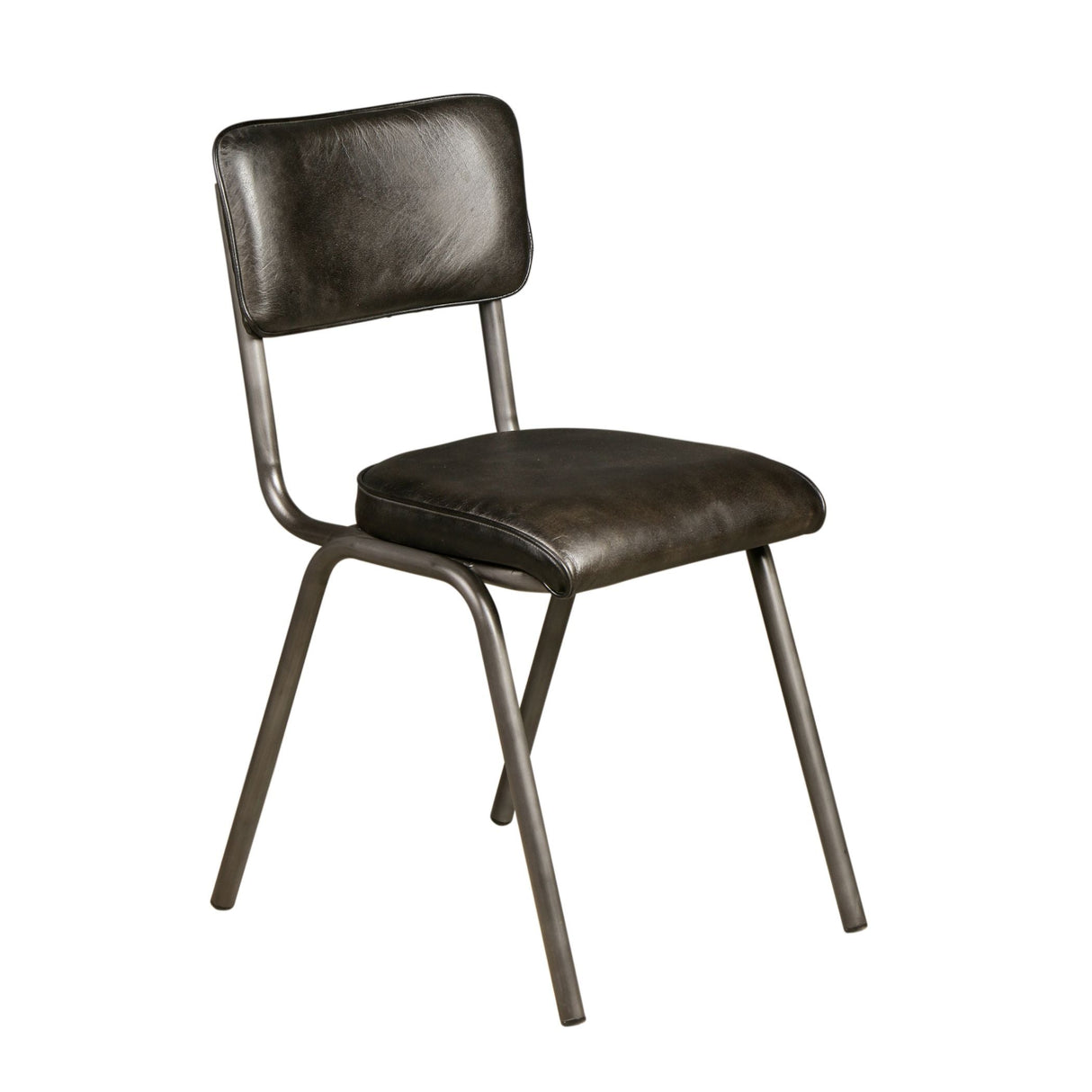 Wellington Bill 17" Dining Chair in Ebony Leather and Iron, Set of 2 by Home Trends & Design at Eve Furniture